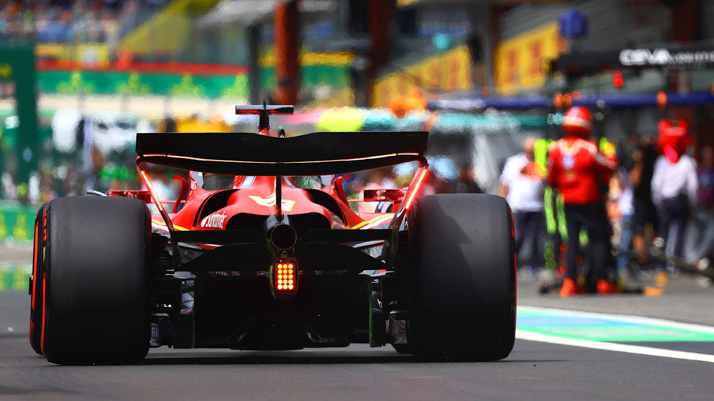 SPA, BELGIUM - JULY 26: Charles Leclerc of Monaco driving the (16) Ferrari SF-24 in the Pitlane