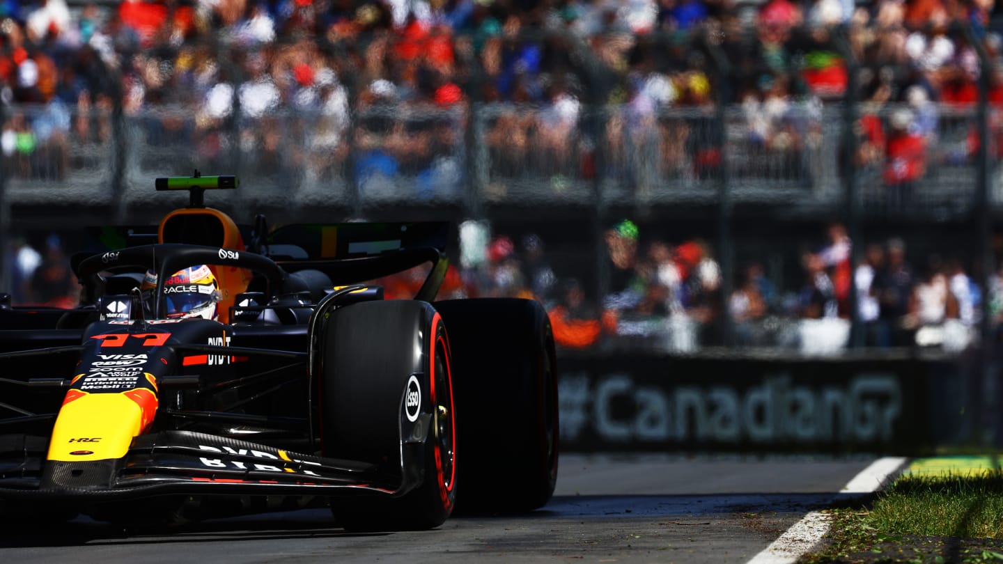 MONTREAL, QUEBEC - JUNE 07: Sergio Perez of Mexico driving the (11) Oracle Red Bull Racing RB20 on track during practice ahead of the F1 Grand Prix of Canada at Circuit Gilles Villeneuve on June 07, 2024 in Montreal, Quebec. (Photo by Mark Thompson/Getty Images)