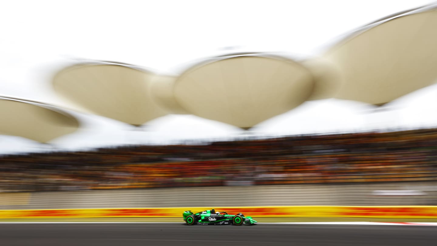 SHANGHAI, CHINA - APRIL 19: Zhou Guanyu of China driving the (24) Kick Sauber C44 Ferrari on track