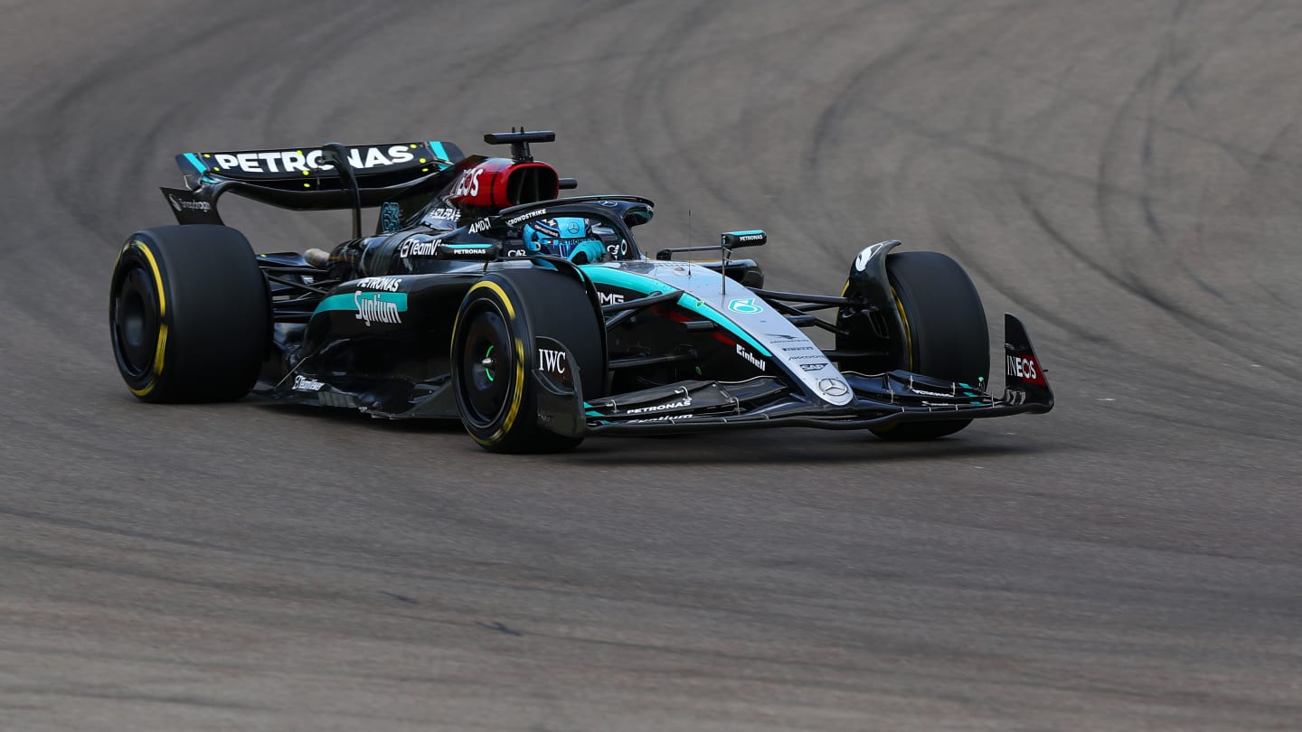 IMOLA, ITALY - MAY 19: George Russell of Great Britain driving the (63) Mercedes AMG Petronas F1