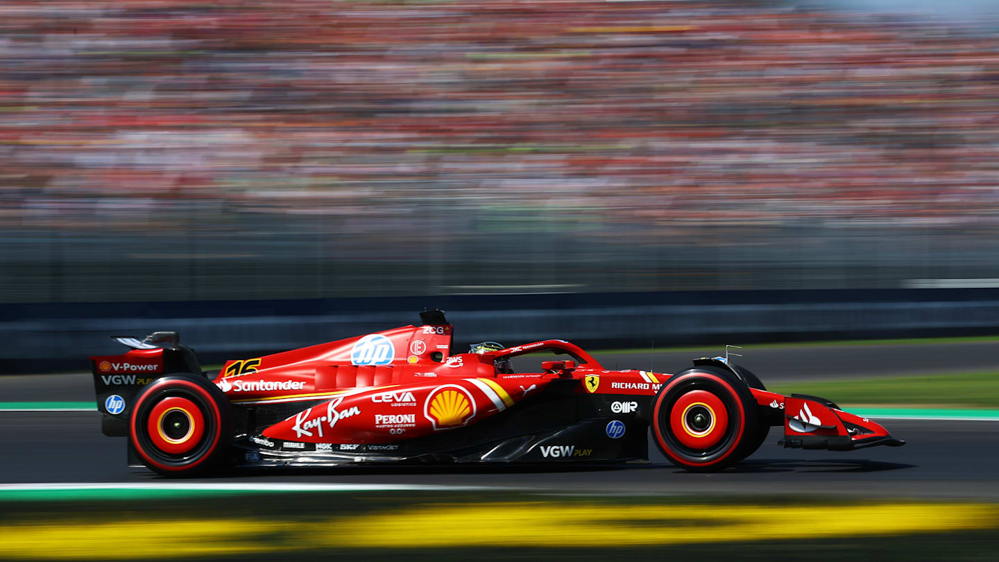 MONZA, ITALY - AUGUST 30: Charles Leclerc of Monaco driving the (16) Ferrari SF-24 on track during