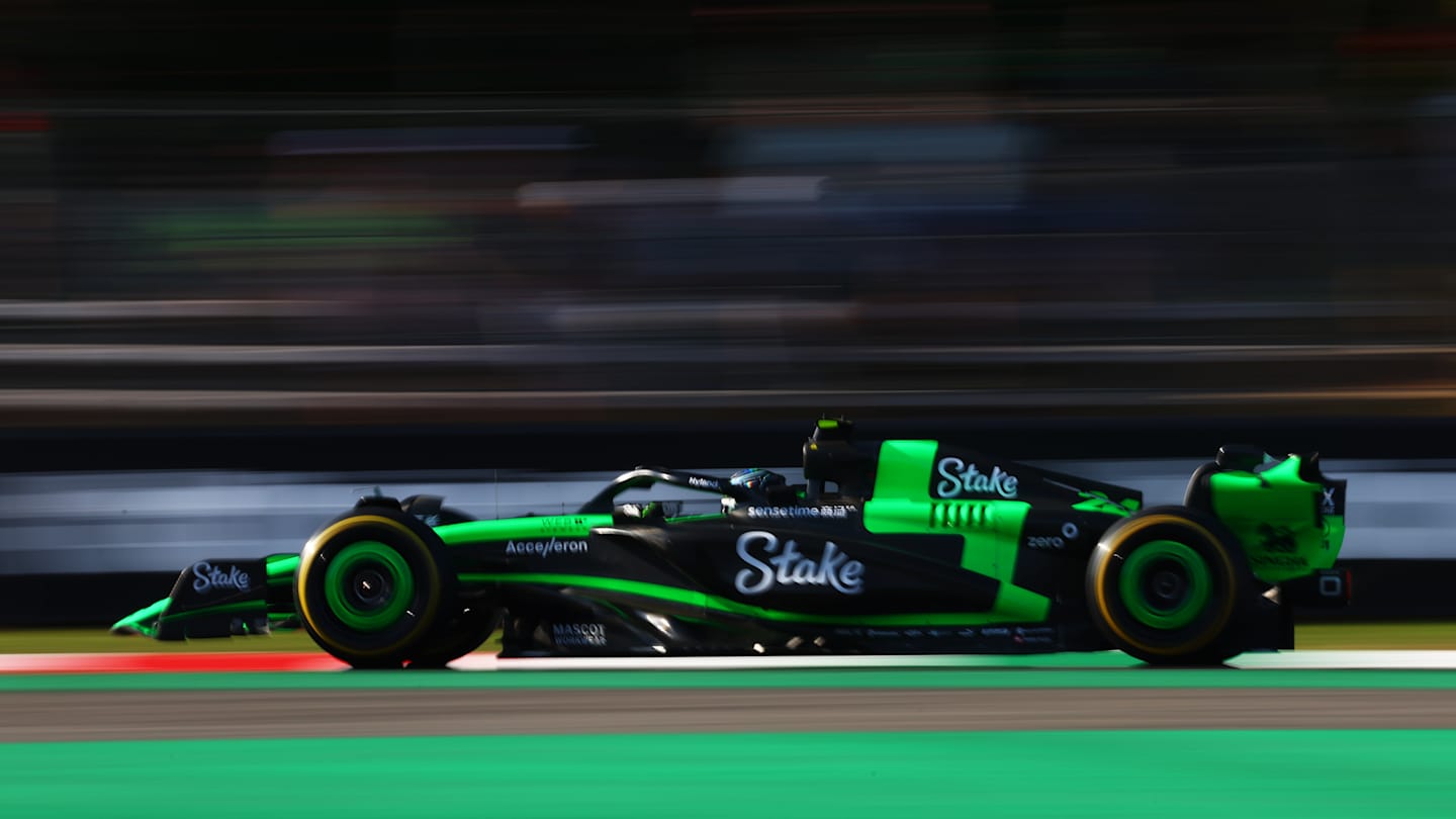 MONZA, ITALY - AUGUST 30: Zhou Guanyu of China driving the (24) Kick Sauber C44 Ferrari on track during practice ahead of the F1 Grand Prix of Italy at Autodromo Nazionale Monza on August 30, 2024 in Monza, Italy. (Photo by Clive Rose/Getty Images)