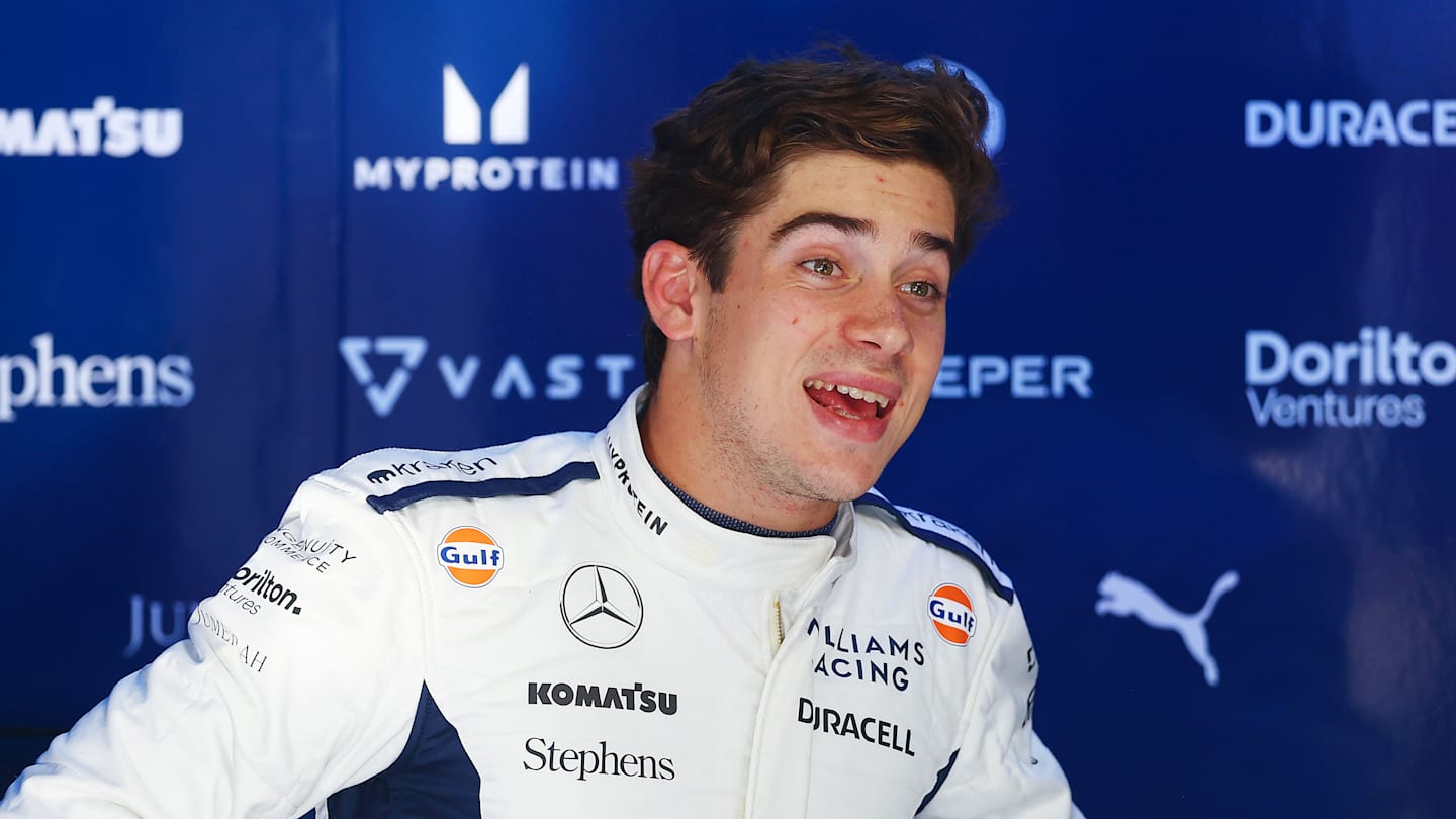 MONZA, ITALY - AUGUST 29: Franco Colapinto of Argentina and Williams, inside the garage during