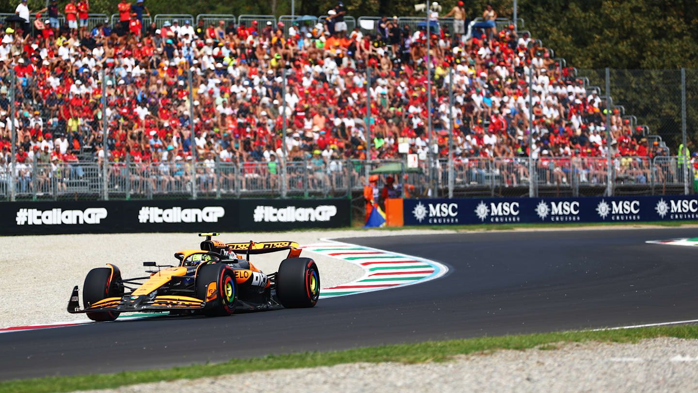 MONZA, ITALY - AUGUST 31: Lando Norris of Great Britain driving the (4) McLaren MCL38 Mercedes on