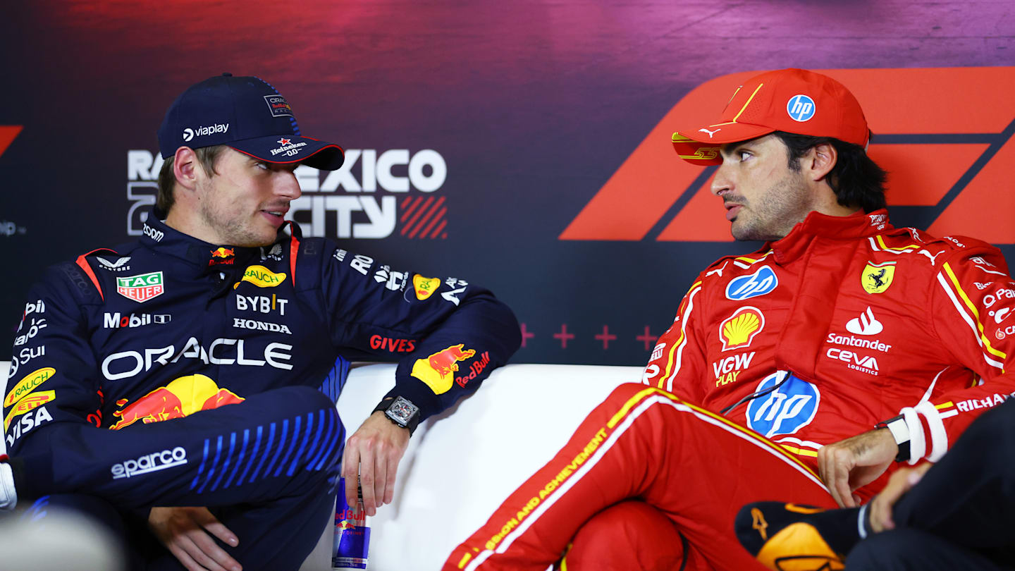 MEXICO CITY, MEXICO - OCTOBER 26: Pole position qualifier Carlos Sainz of Spain and Ferrari and