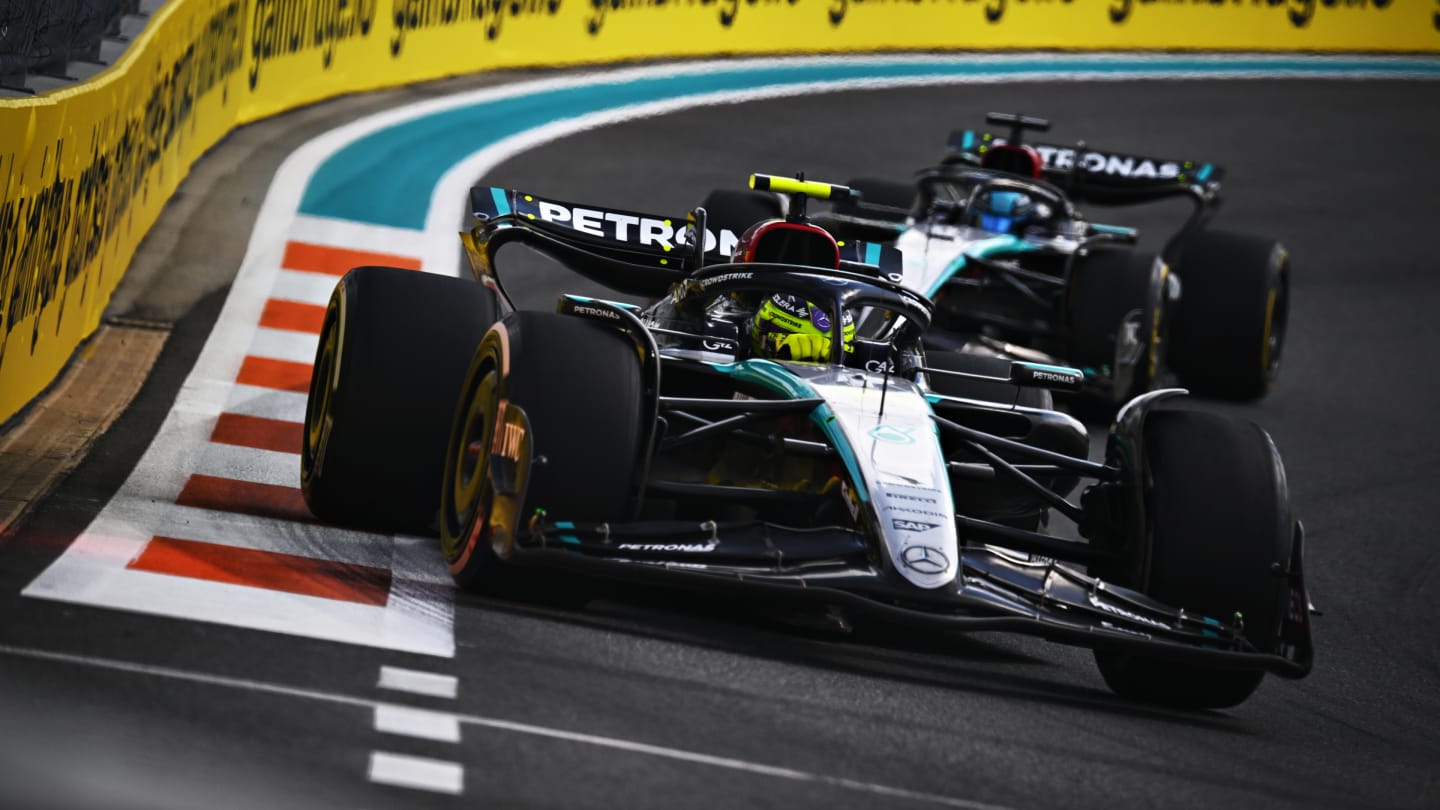 MIAMI, FLORIDA - MAY 05: Lewis Hamilton of Great Britain driving the (44) Mercedes AMG Petronas F1