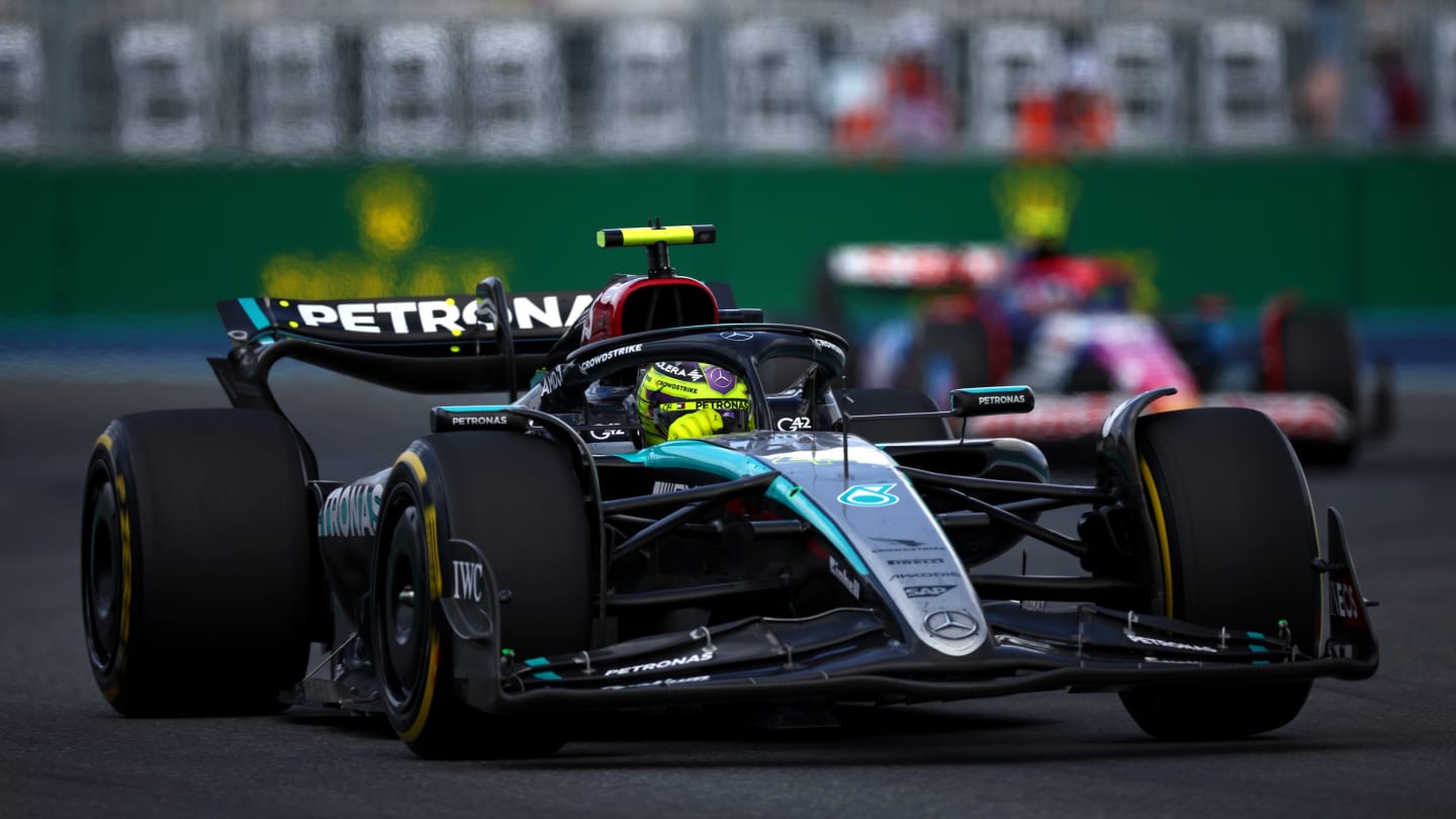 MIAMI, FLORIDA - MAY 05: Lewis Hamilton of Great Britain driving the (44) Mercedes AMG Petronas F1