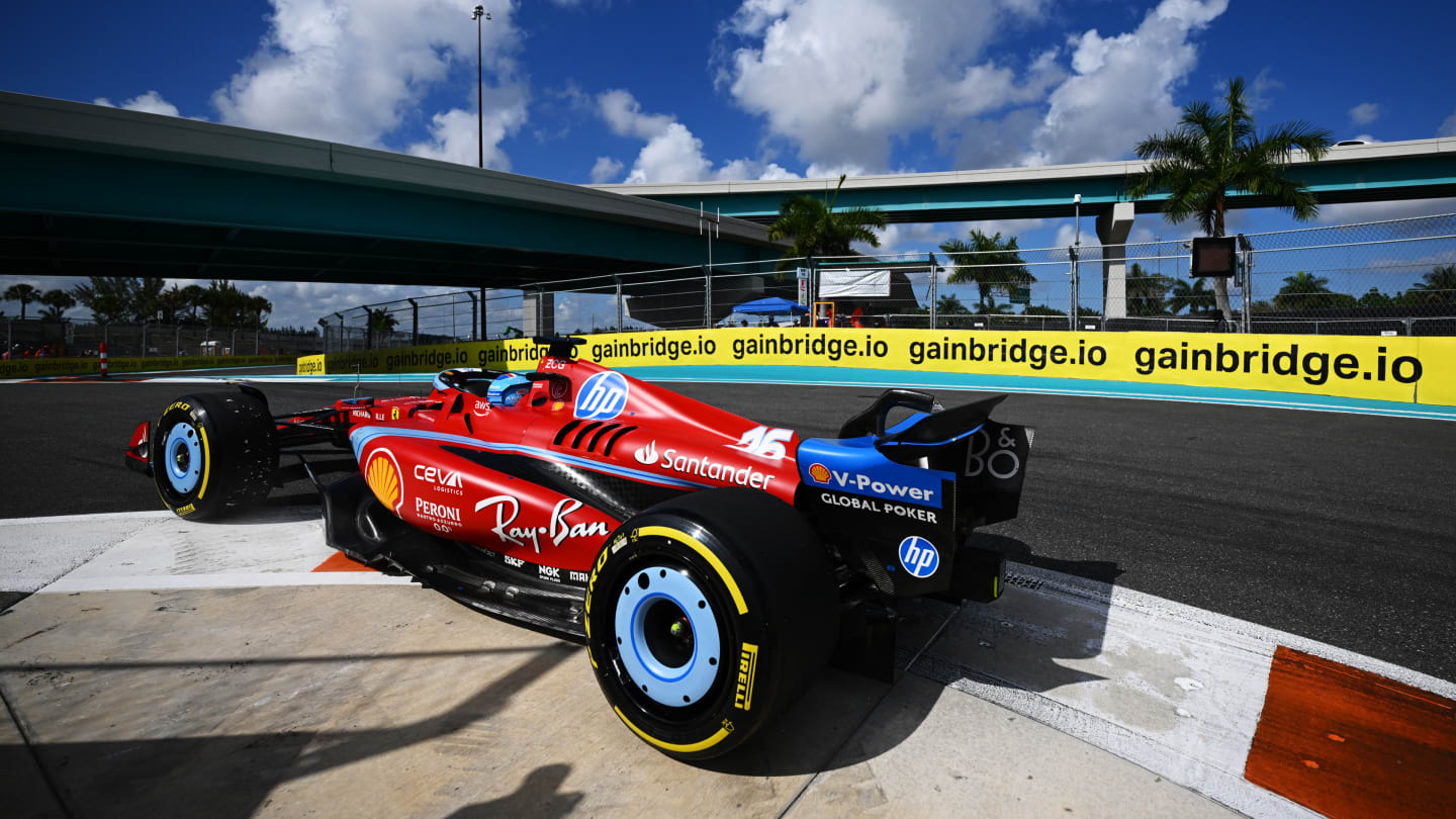 MIAMI, FLORIDA - MAY 03: Charles Leclerc of Monaco driving the (16) Ferrari SF-24 on track during