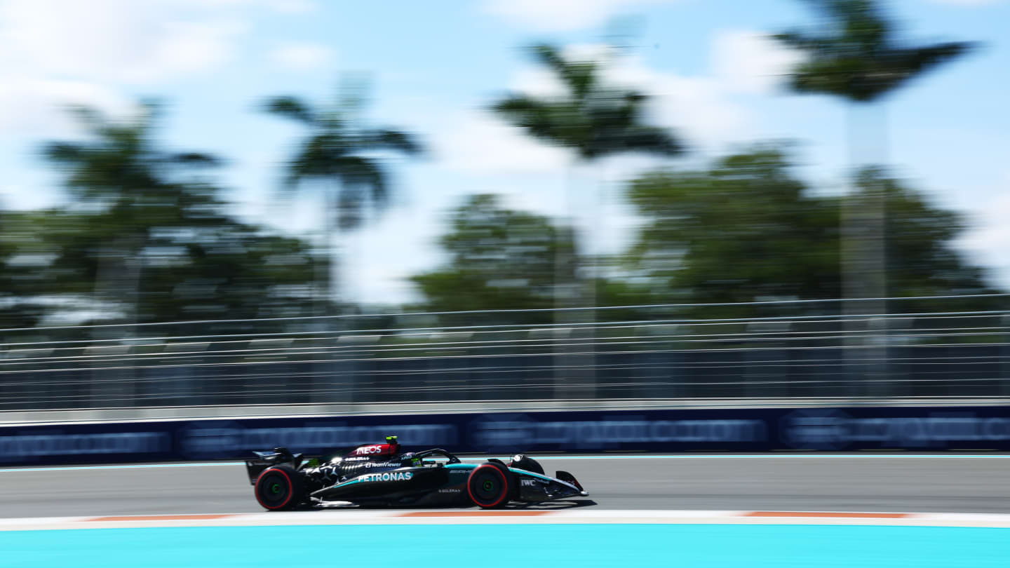 MIAMI, FLORIDA - MAY 04: Logan Sargeant of United States driving the (2) Williams FW46 Mercedes on