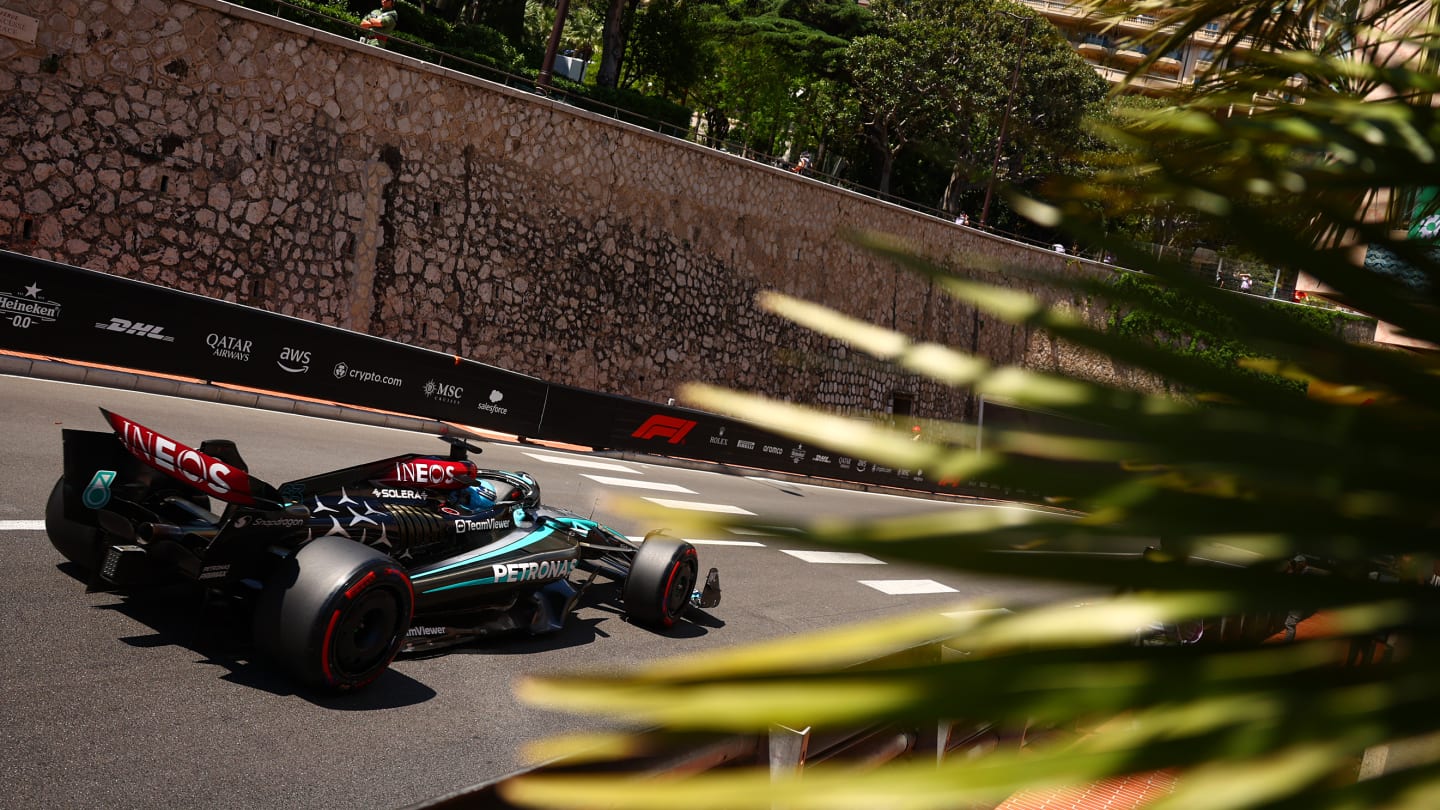 MONTE-CARLO, MONACO - MAY 25: George Russell of Great Britain driving the (63) Mercedes AMG