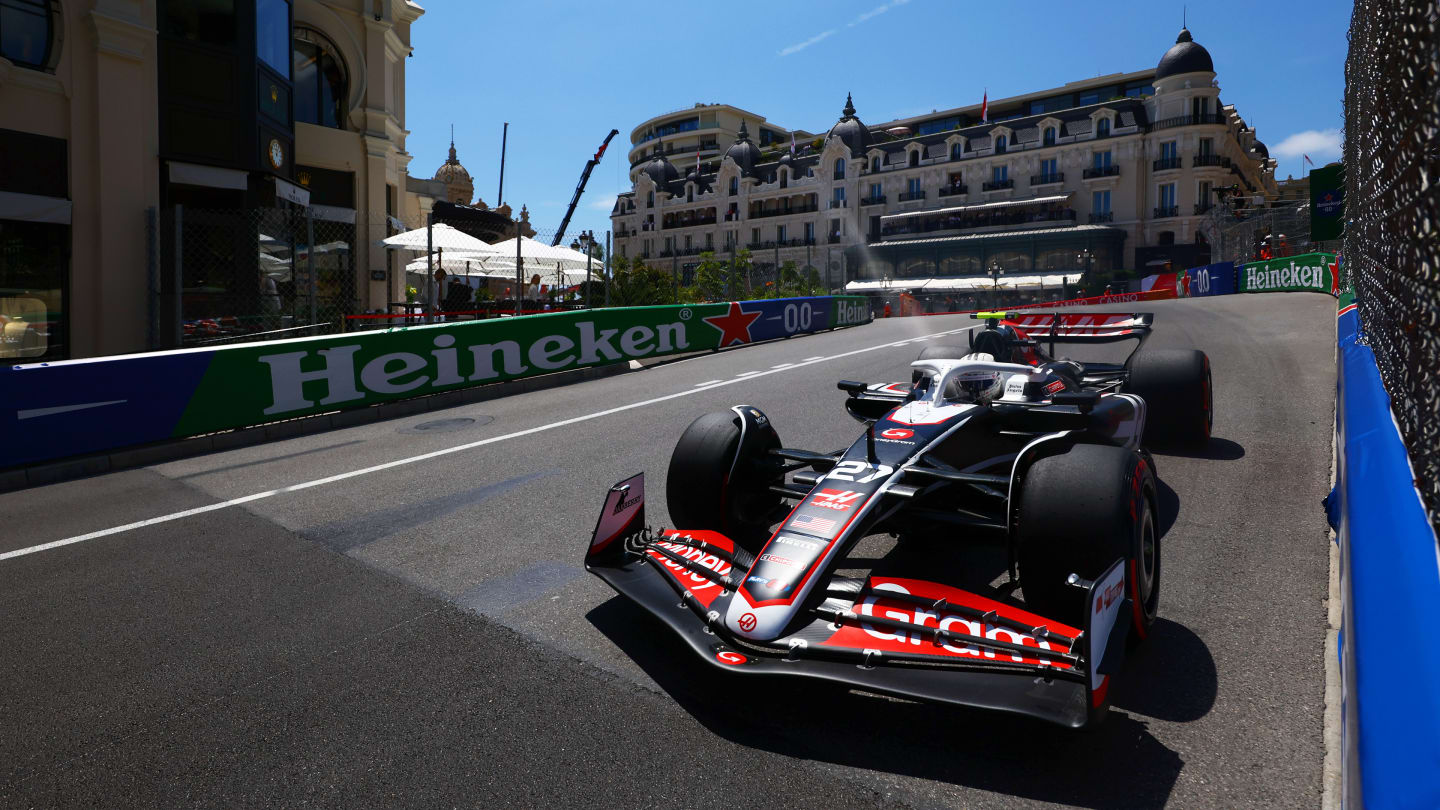 MONTE-CARLO, MONACO - MAY 25: Nico Hulkenberg of Germany driving the (27) Haas F1 VF-24 Ferrari on track during final practice ahead of the F1 Grand Prix of Monaco at Circuit de Monaco on May 25, 2024 in Monte-Carlo, Monaco. (Photo by Mark Thompson/Getty Images)