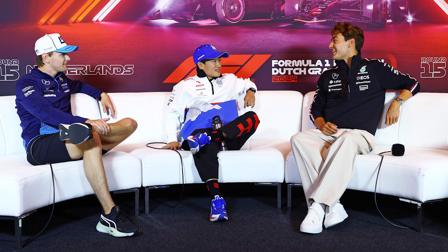 ZANDVOORT, NETHERLANDS - AUGUST 22: Logan Sargeant of United States and Williams, Yuki Tsunoda of