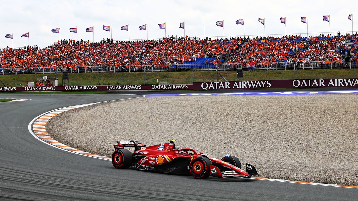 ZANDVOORT, NETHERLANDS - AUGUST 24: Carlos Sainz of Spain driving (55) the Ferrari SF-24 on track