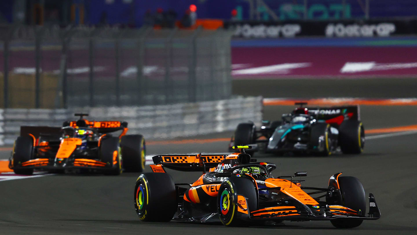 LUSAIL CITY, QATAR - NOVEMBER 30: Lando Norris of Great Britain driving the (4) McLaren MCL38
