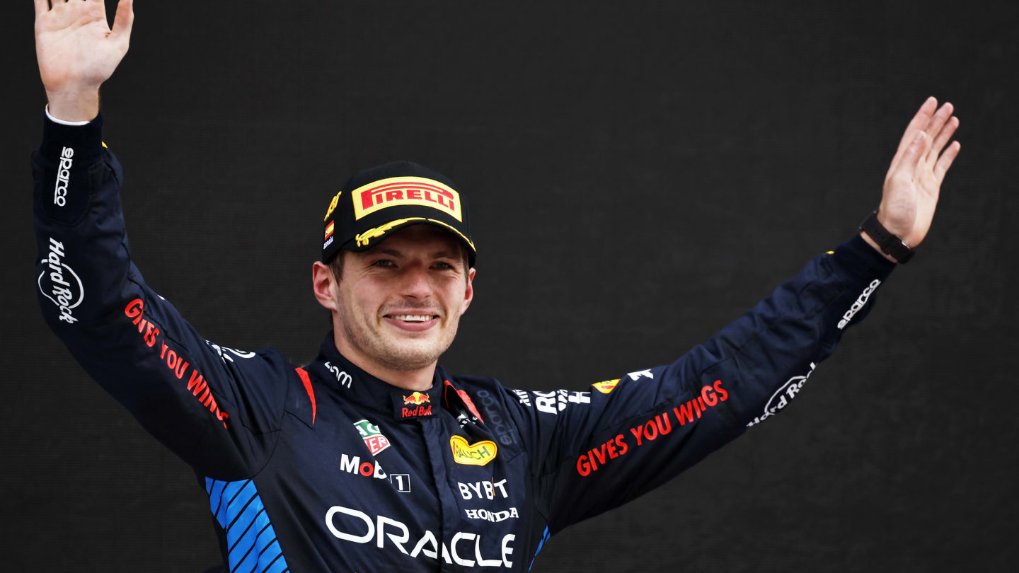 BARCELONA, SPAIN - JUNE 23: Race winner Max Verstappen of the Netherlands and Oracle Red Bull