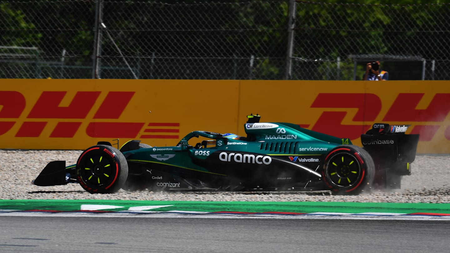 BARCELONA, SPAIN - JUNE 01: Fernando Alonso of Spain driving the (14) Aston Martin F1 Team AMR25