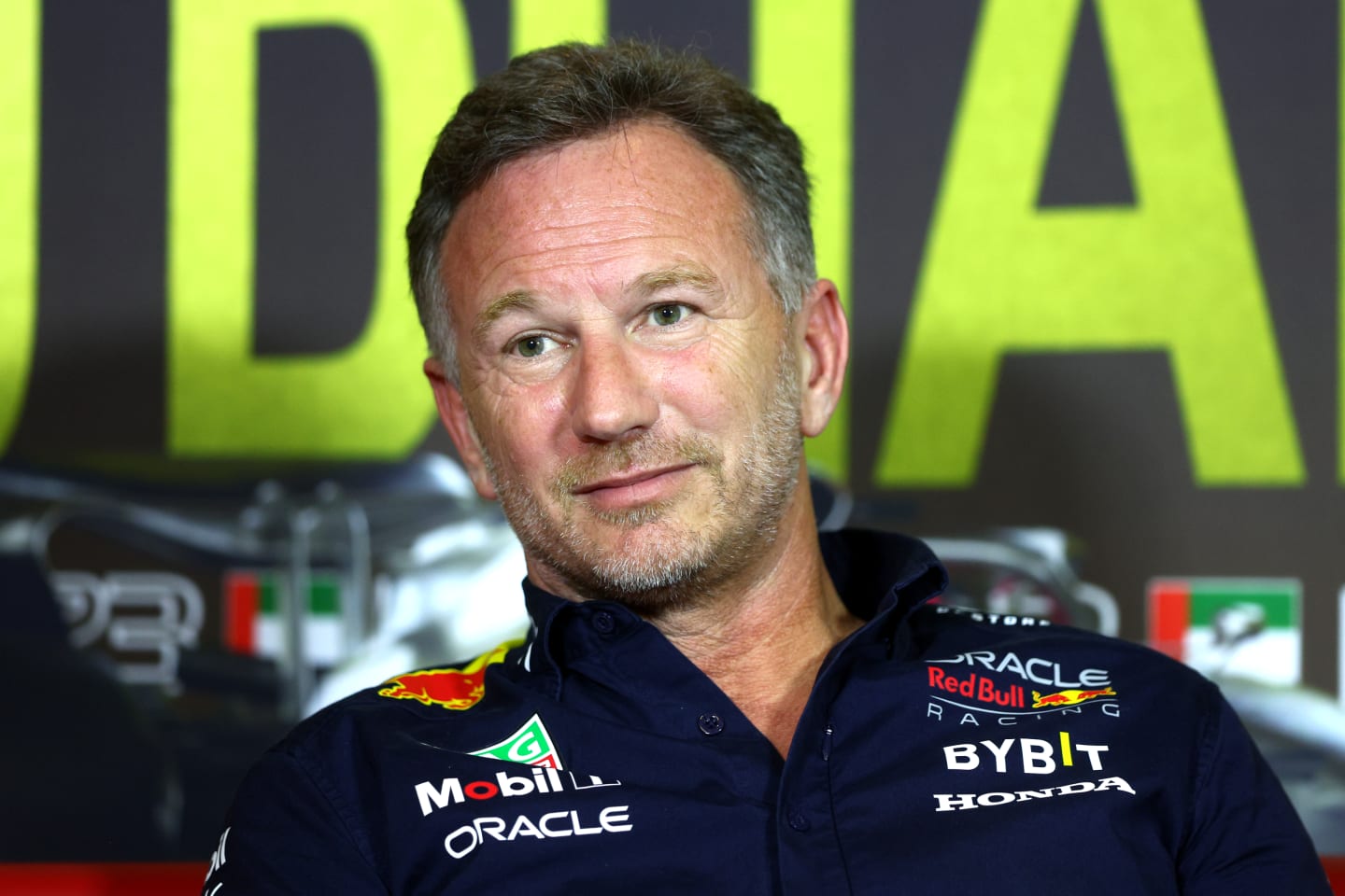 ABU DHABI, UNITED ARAB EMIRATES - NOVEMBER 24: Red Bull Racing Team Principal Christian Horner attends the Drivers Press Conference during practice ahead of the F1 Grand Prix of Abu Dhabi at Yas Marina Circuit on November 24, 2023 in Abu Dhabi, United Arab Emirates. (Photo by Clive Rose/Getty Images)