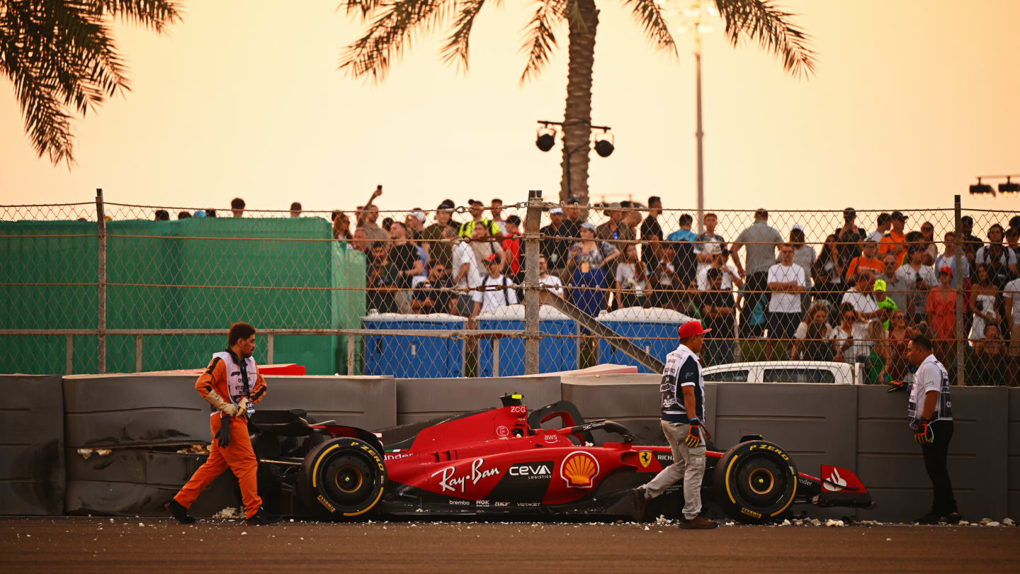 ABU DHABI, UNITED ARAB EMIRATES - NOVEMBER 24: The car of Carlos Sainz of Spain and Ferrari is