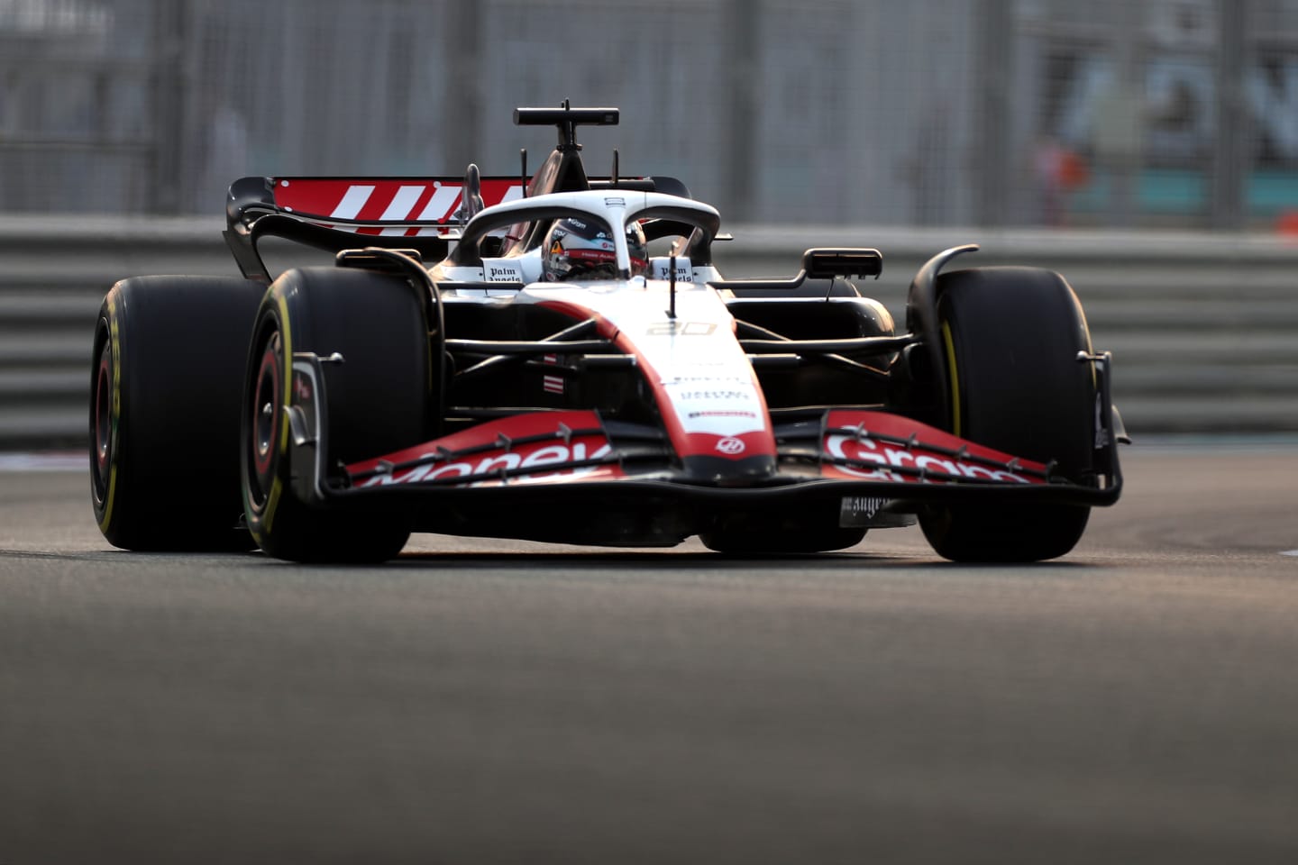 ABU DHABI, UNITED ARAB EMIRATES - NOVEMBER 24: Kevin Magnussen of Denmark driving the (20) Haas F1 VF-23 Ferrari on track during practice ahead of the F1 Grand Prix of Abu Dhabi at Yas Marina Circuit on November 24, 2023 in Abu Dhabi, United Arab Emirates. (Photo by Peter Fox/Getty Images)