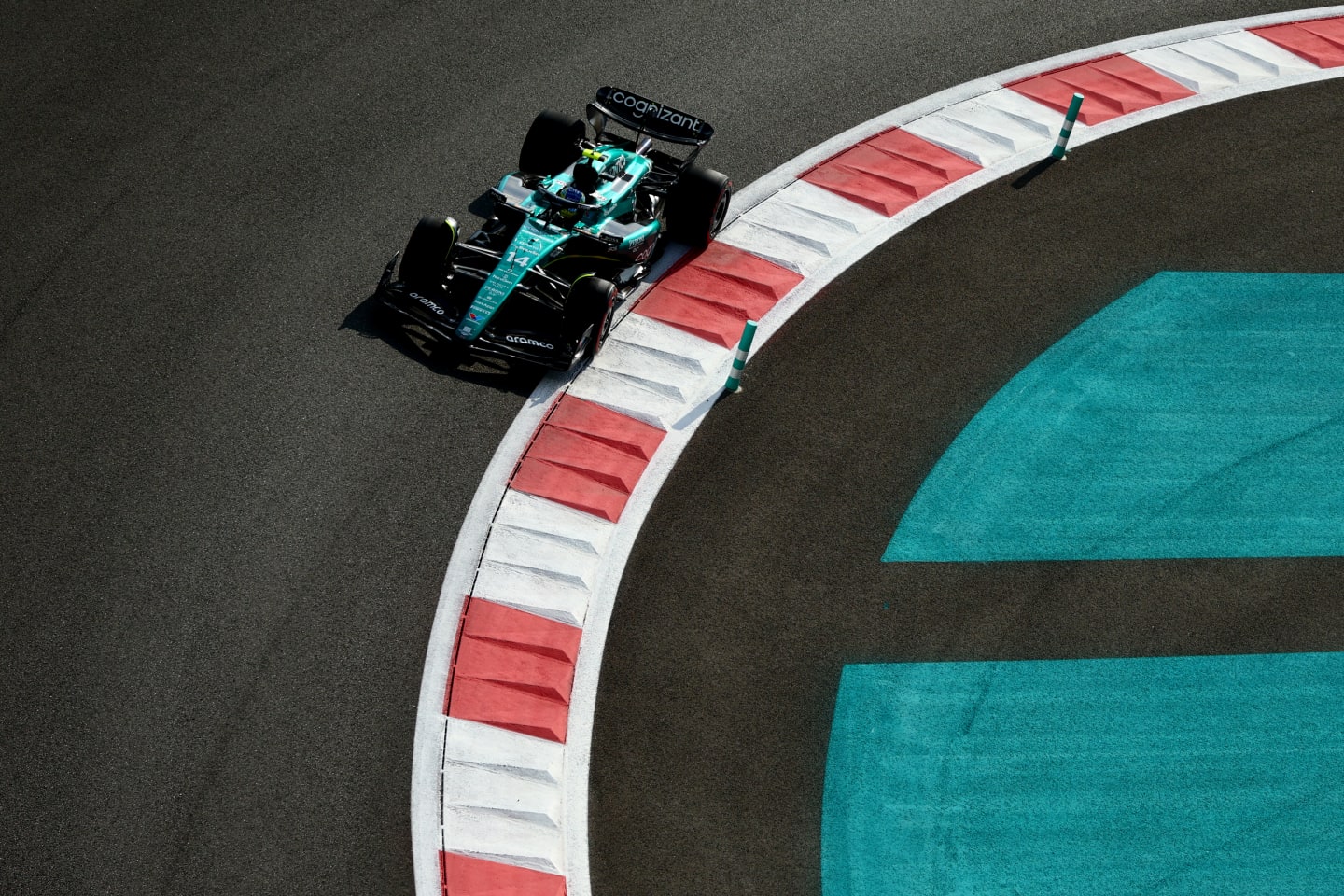 ABU DHABI, UNITED ARAB EMIRATES - NOVEMBER 25: Fernando Alonso of Spain driving the (14) Aston Martin AMR23 Mercedes on track during final practice ahead of the F1 Grand Prix of Abu Dhabi at Yas Marina Circuit on November 25, 2023 in Abu Dhabi, United Arab Emirates. (Photo by Clive Rose/Getty Images)