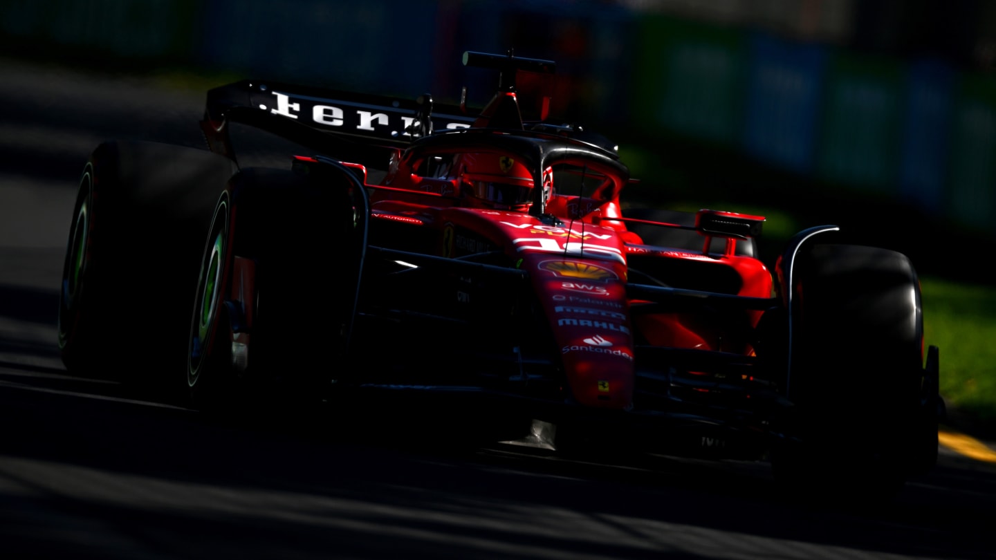 MELBOURNE, AUSTRALIA - APRIL 02: Charles Leclerc of Monaco driving the (16) Ferrari SF-23 on his