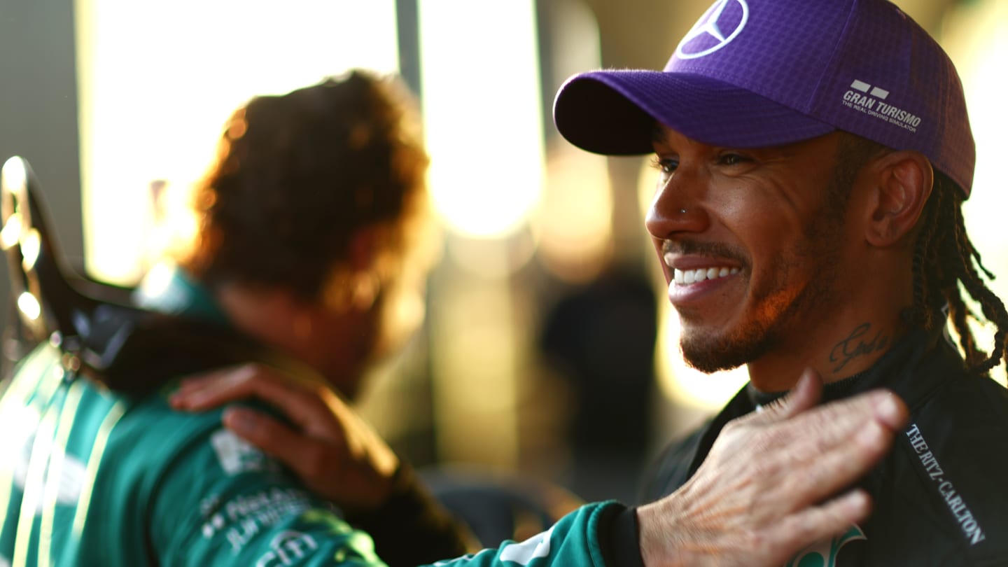 MELBOURNE, AUSTRALIA - APRIL 02: Second placed Lewis Hamilton of Great Britain and Mercedes and