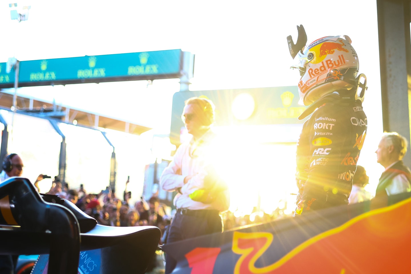 MELBOURNE, AUSTRALIA - APRIL 02: Race winner Max Verstappen of the Netherlands and Oracle Red Bull Racing celebrates in parc ferme during the F1 Grand Prix of Australia at Albert Park Grand Prix Circuit on April 02, 2023 in Melbourne, Australia. (Photo by Mark Thompson/Getty Images)