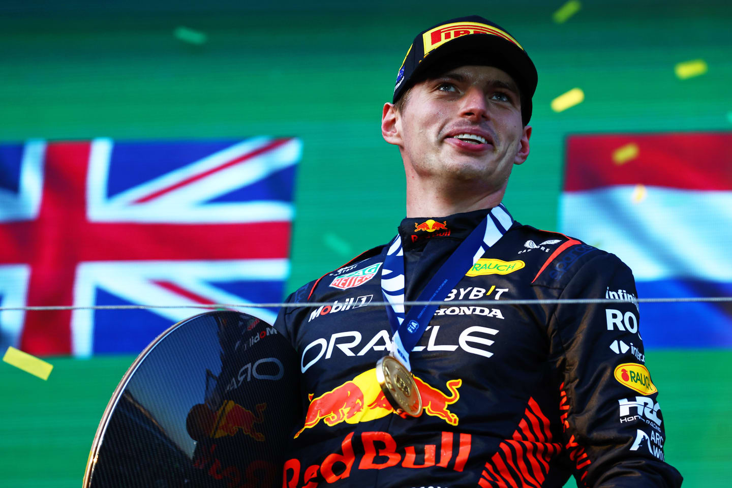 MELBOURNE, AUSTRALIA - APRIL 02: Race winner Max Verstappen of the Netherlands and Oracle Red Bull