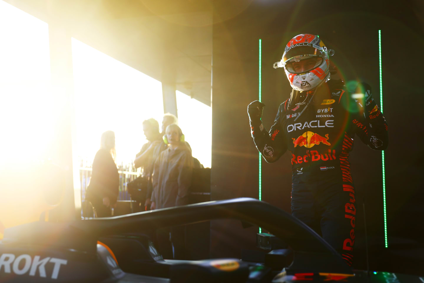 MELBOURNE, AUSTRALIA - APRIL 02: Race winner Max Verstappen of the Netherlands and Oracle Red Bull
