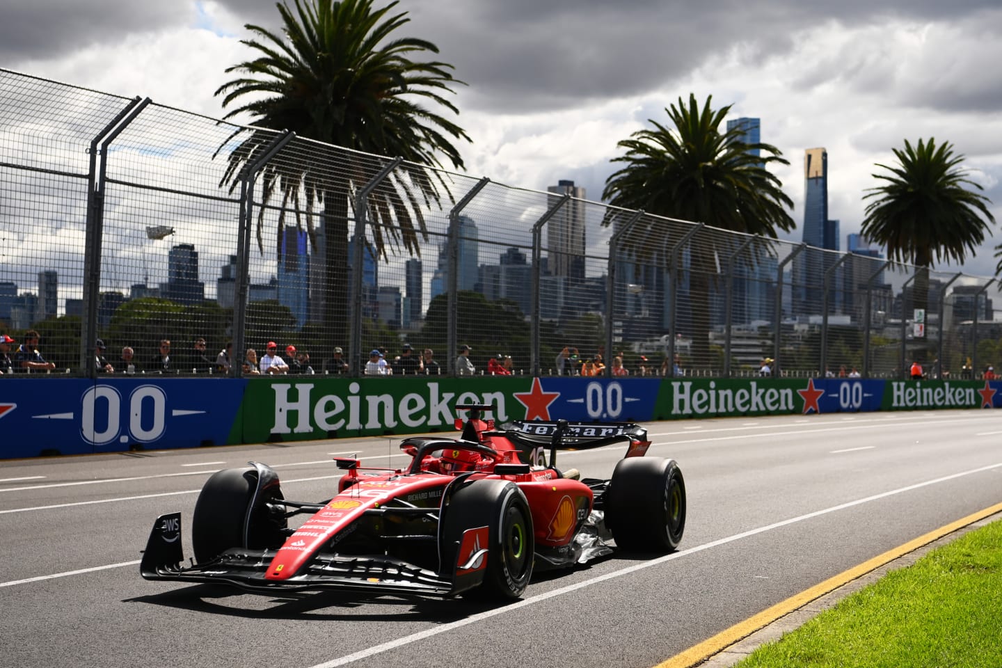 MELBOURNE, AUSTRALIA - MARCH 31: Charles Leclerc of Monaco driving the (16) Ferrari SF-23 on track