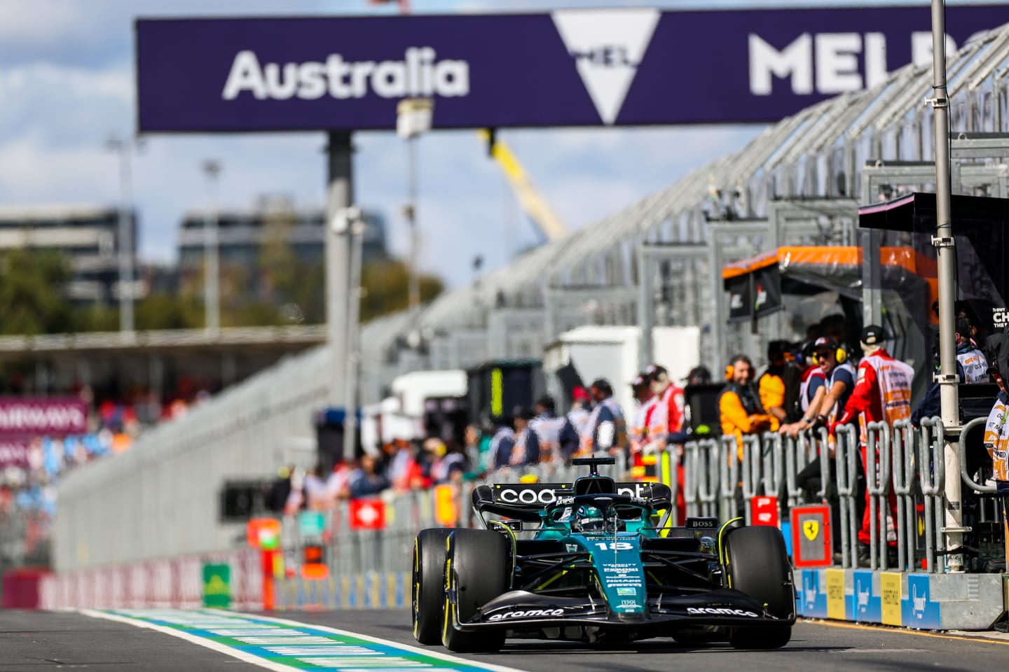 MELBOURNE, AUSTRALIA - MARCH 31: Lance Stroll of Aston Martin and Canada  during practice ahead of