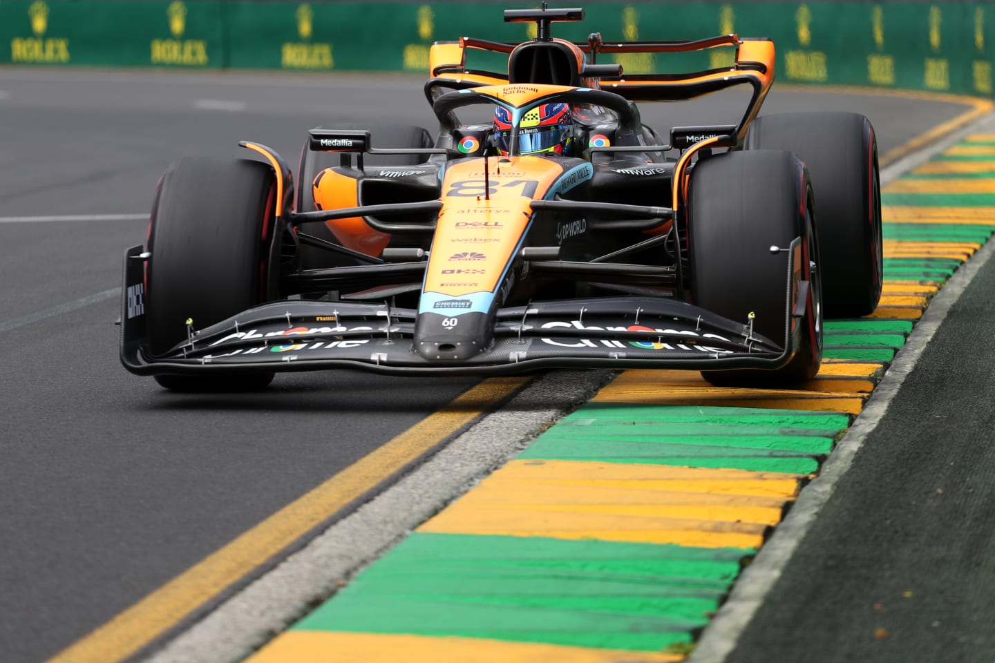 MELBOURNE, AUSTRALIA - APRIL 01: Oscar Piastri of Australia driving the (81) McLaren MCL60 Mercedes on track during final practice ahead of the F1 Grand Prix of Australia at Albert Park Grand Prix Circuit on April 01, 2023 in Melbourne, Australia. (Photo by Peter Fox/Getty Images)