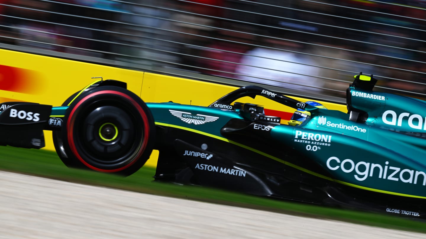 MELBOURNE, AUSTRALIA - APRIL 01: Fernando Alonso of Spain driving the (14) Aston Martin AMR23