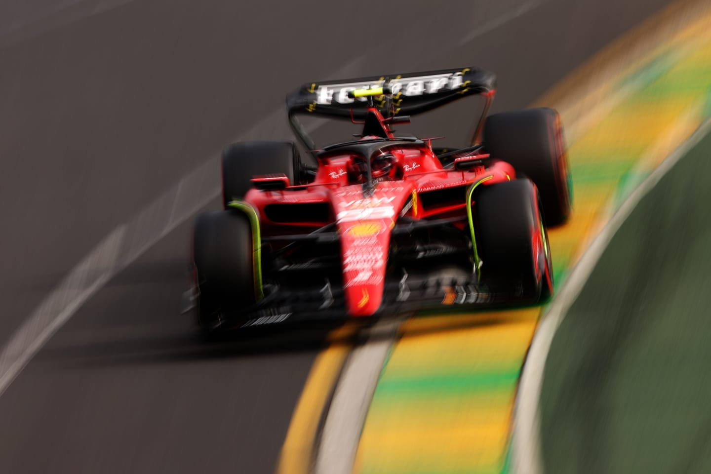 MELBOURNE, AUSTRALIA - APRIL 01: Carlos Sainz of Spain driving (55) the Ferrari SF-23 on track
