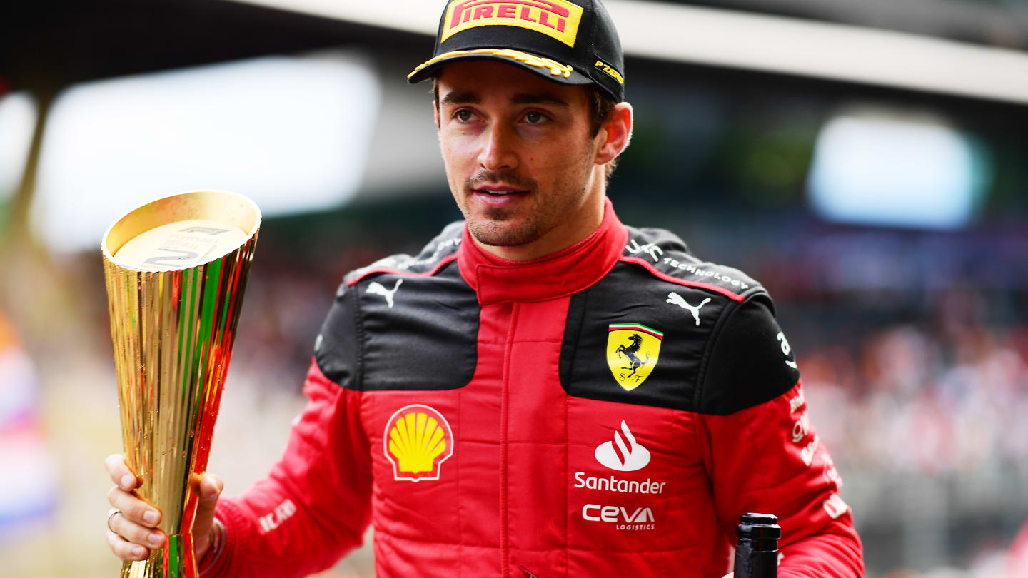 SPIELBERG, AUSTRIA - JULY 02: Second placed Charles Leclerc of Monaco and Ferrari celebrate on the