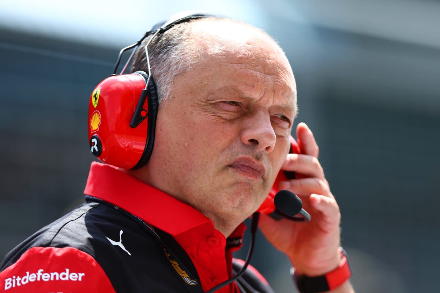 SPIELBERG, AUSTRIA - JUNE 30: Ferrari Team Principal Frederic Vasseur looks on from the pit lane