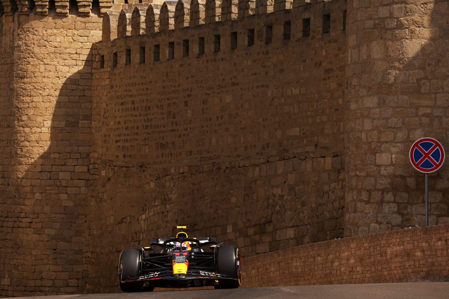 BAKU, AZERBAIJAN - APRIL 30: Sergio Perez of Mexico driving the (11) Oracle Red Bull Racing RB19 on