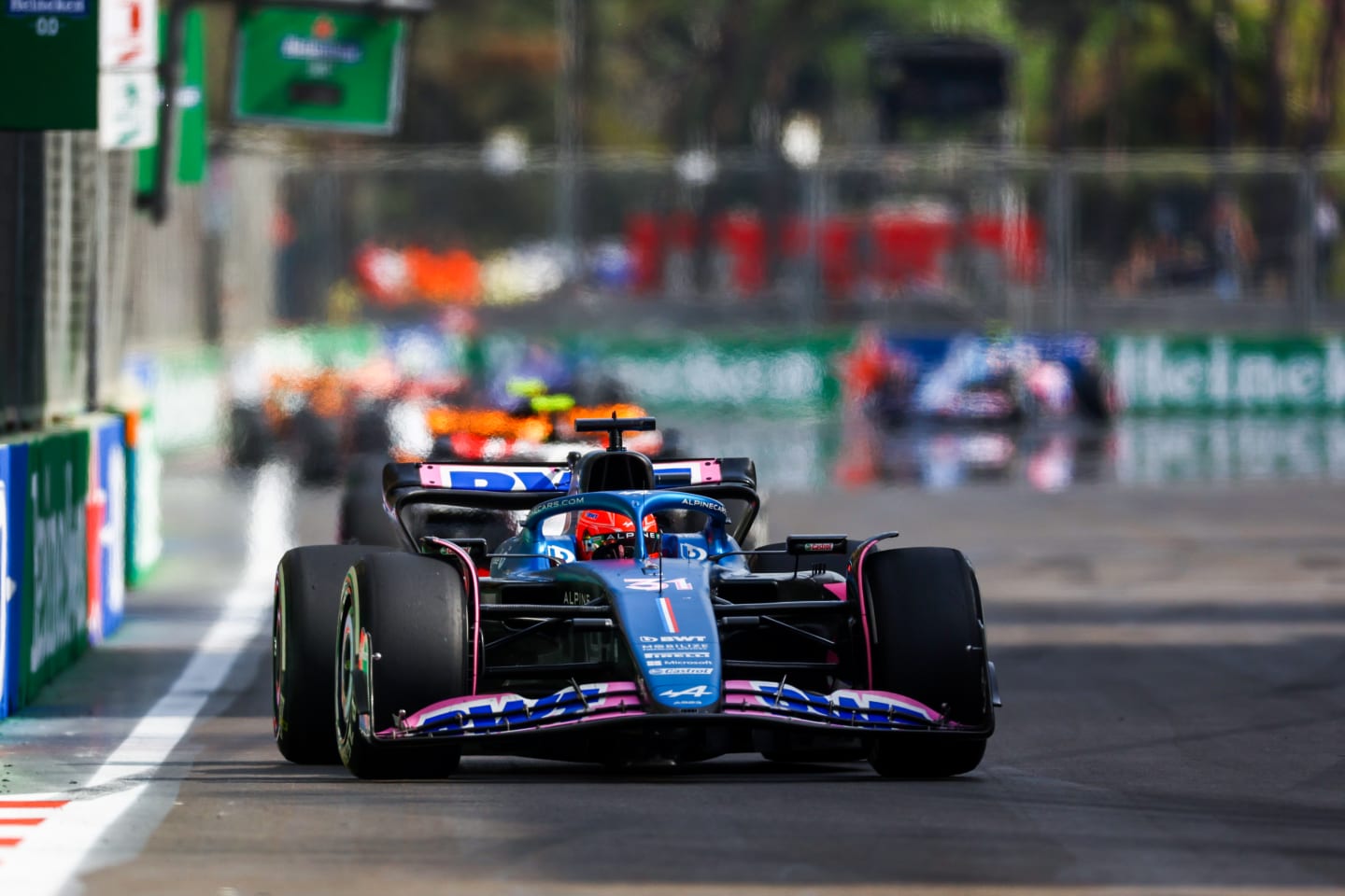 BAKU, AZERBAIJAN - APRIL 30: Esteban Ocon of France driving the (31) Alpine F1 A523 Renault on