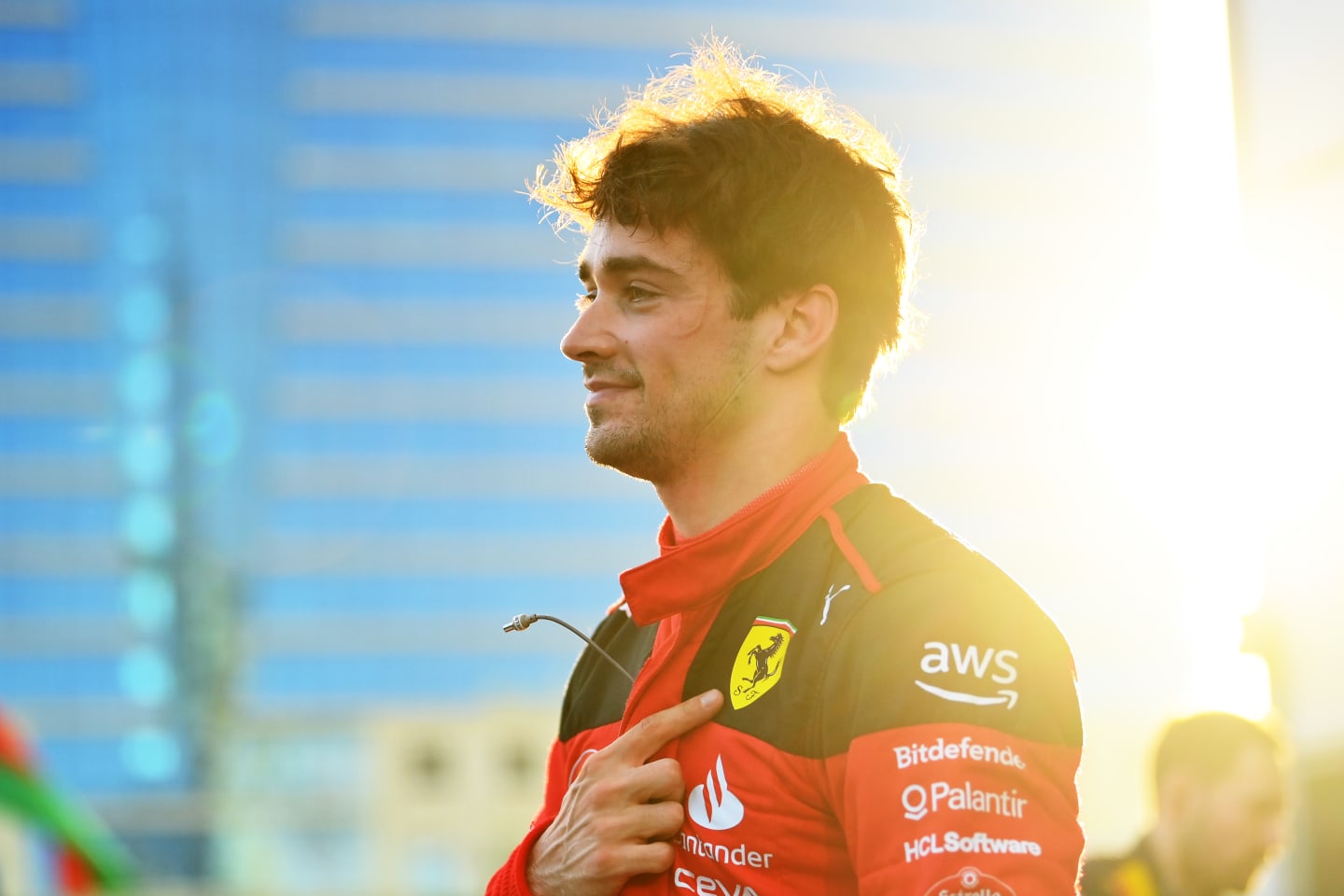 BAKU, AZERBAIJAN - APRIL 28: Pole position qualifier Charles Leclerc of Monaco and Ferrari