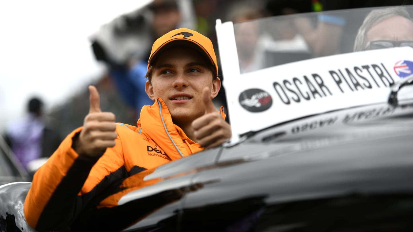 SPA, BELGIUM - JULY 30: Oscar Piastri of Australia and McLaren looks on from the drivers parade  prior to the F1 Grand Prix of Belgium at Circuit de Spa-Francorchamps on July 30, 2023 in Spa, Belgium. (Photo by Rudy Carezzevoli - Formula 1/Formula 1 via Getty Images)