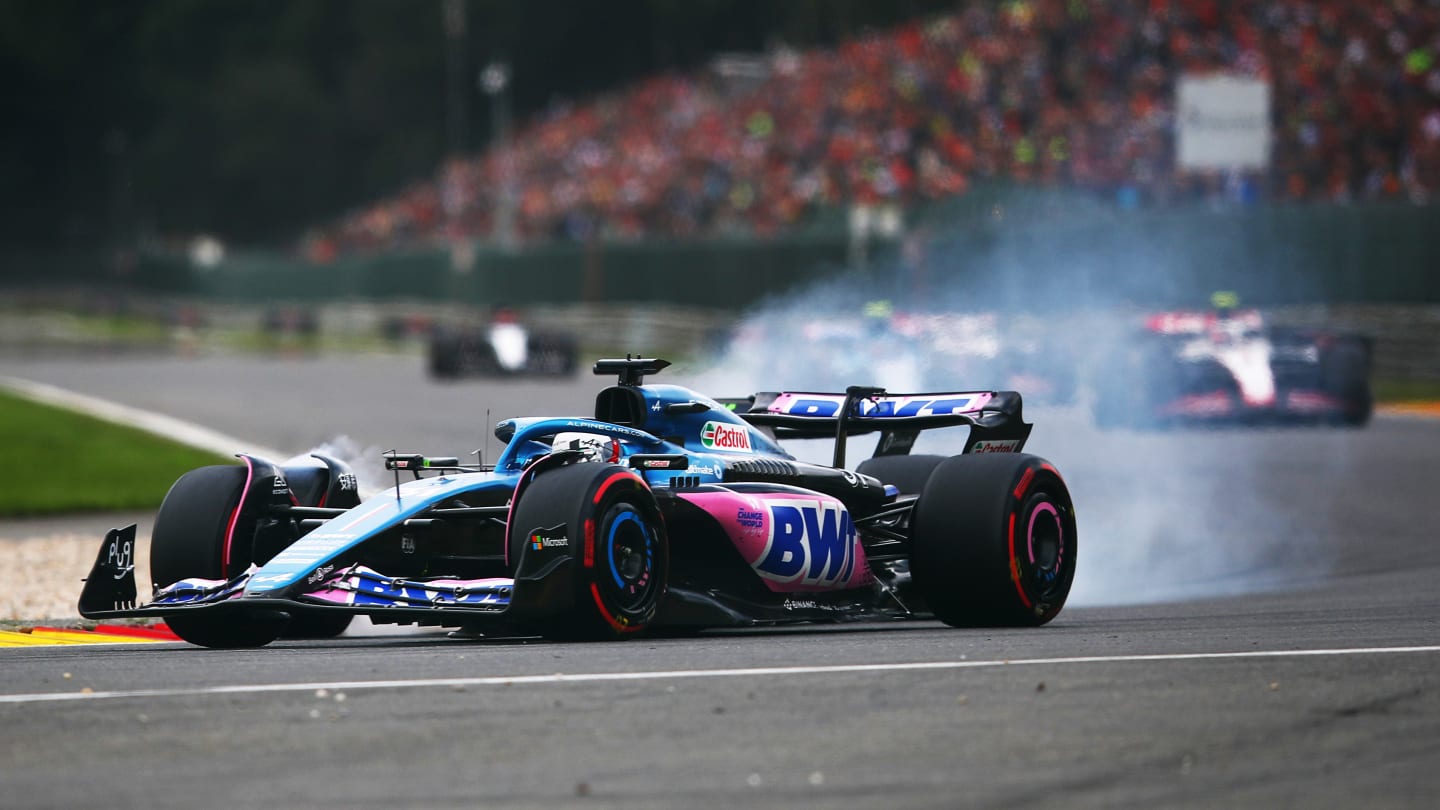 SPA, BELGIUM - JULY 30: Esteban Ocon of France driving the (31) Alpine F1 A523 Renault on track during the F1 Grand Prix of Belgium at Circuit de Spa-Francorchamps on July 30, 2023 in Spa, Belgium. (Photo by Joe Portlock - Formula 1/Formula 1 via Getty Images)