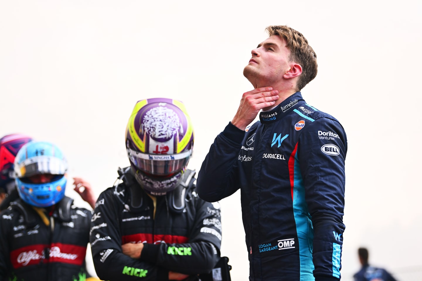 SPA, BELGIUM - JULY 30: 17th placed Logan Sargeant of United States and Williams reacts following the F1 Grand Prix of Belgium at Circuit de Spa-Francorchamps on July 30, 2023 in Spa, Belgium. (Photo by Dan Mullan/Getty Images)