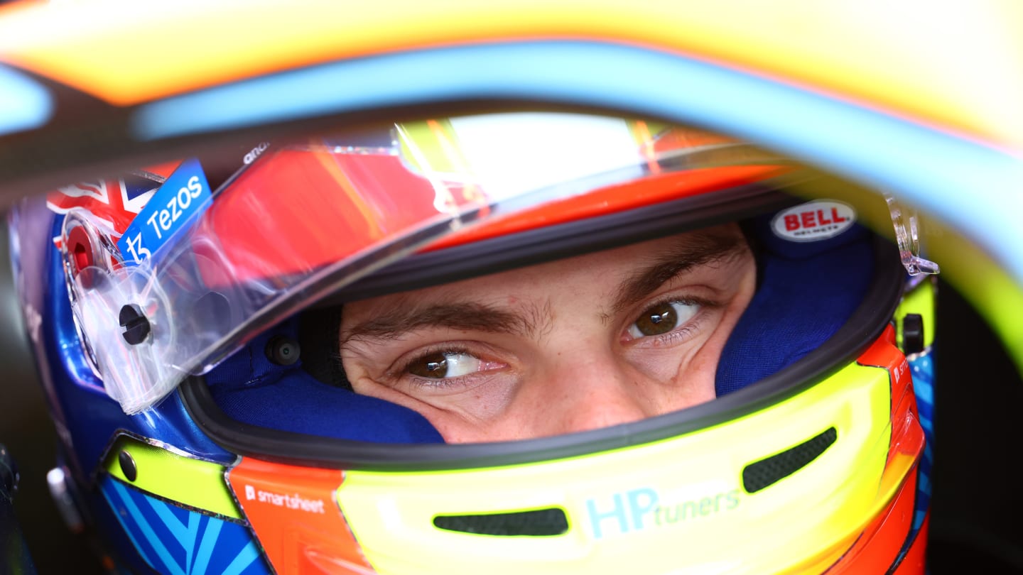 SPA, BELGIUM - JULY 28: Oscar Piastri of Australia and McLaren prepares to drive in the garage