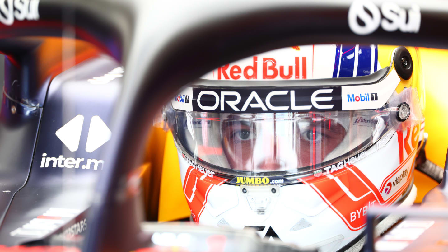 SPA, BELGIUM - JULY 28: Max Verstappen of the Netherlands and Oracle Red Bull Racing prepares to drive in the garage during practice ahead of the F1 Grand Prix of Belgium at Circuit de Spa-Francorchamps on July 28, 2023 in Spa, Belgium. (Photo by Dan Istitene - Formula 1/Formula 1 via Getty Images)