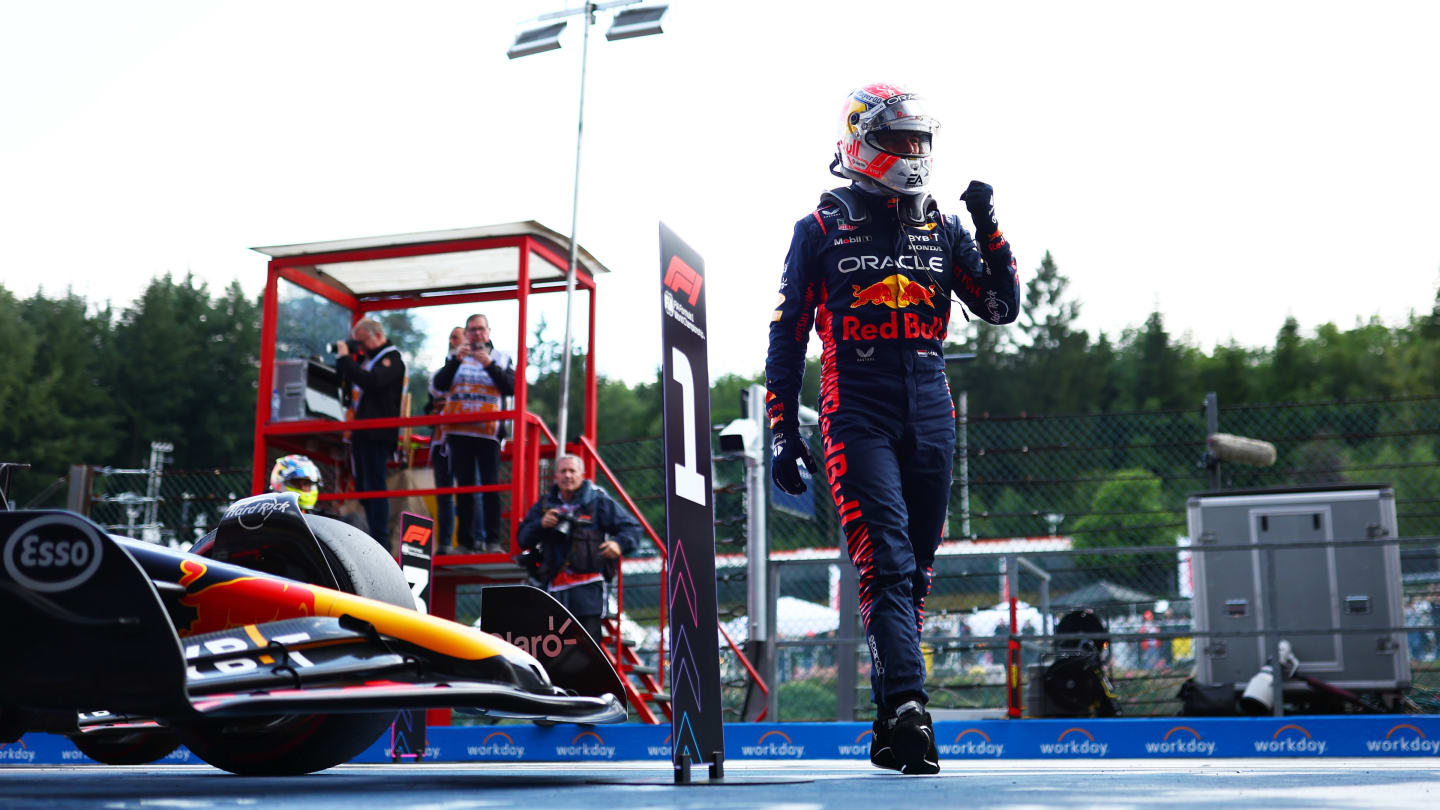 SPA, BELGIUM - JULY 28: Pole position qualifier Max Verstappen of the Netherlands and Oracle Red