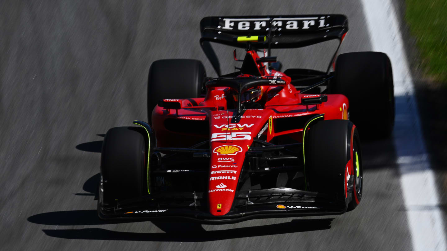 SAO PAULO, BRAZIL - NOVEMBER 05: Carlos Sainz of Spain driving (55) the Ferrari SF-23 on track