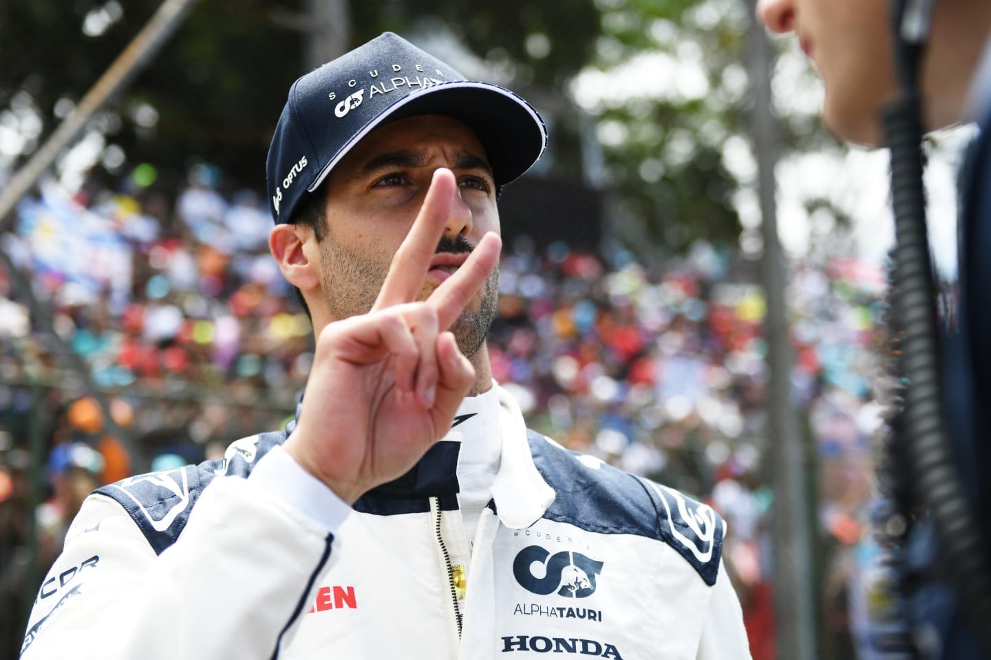 SAO PAULO, BRAZIL - NOVEMBER 05: Daniel Ricciardo of Australia and Scuderia AlphaTauri prepares to