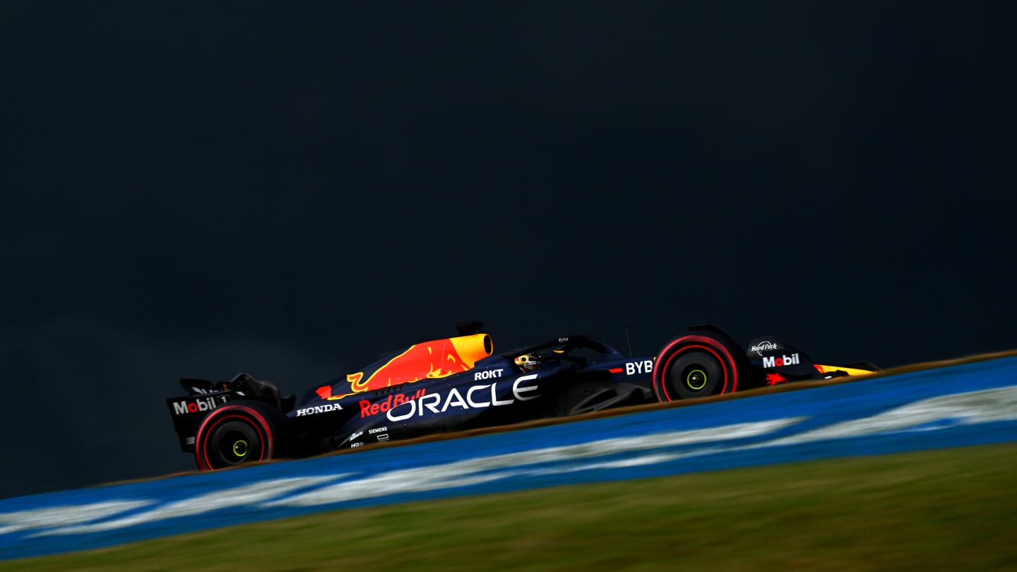SAO PAULO, BRAZIL - NOVEMBER 03: Max Verstappen of the Netherlands driving the (1) Oracle Red Bull