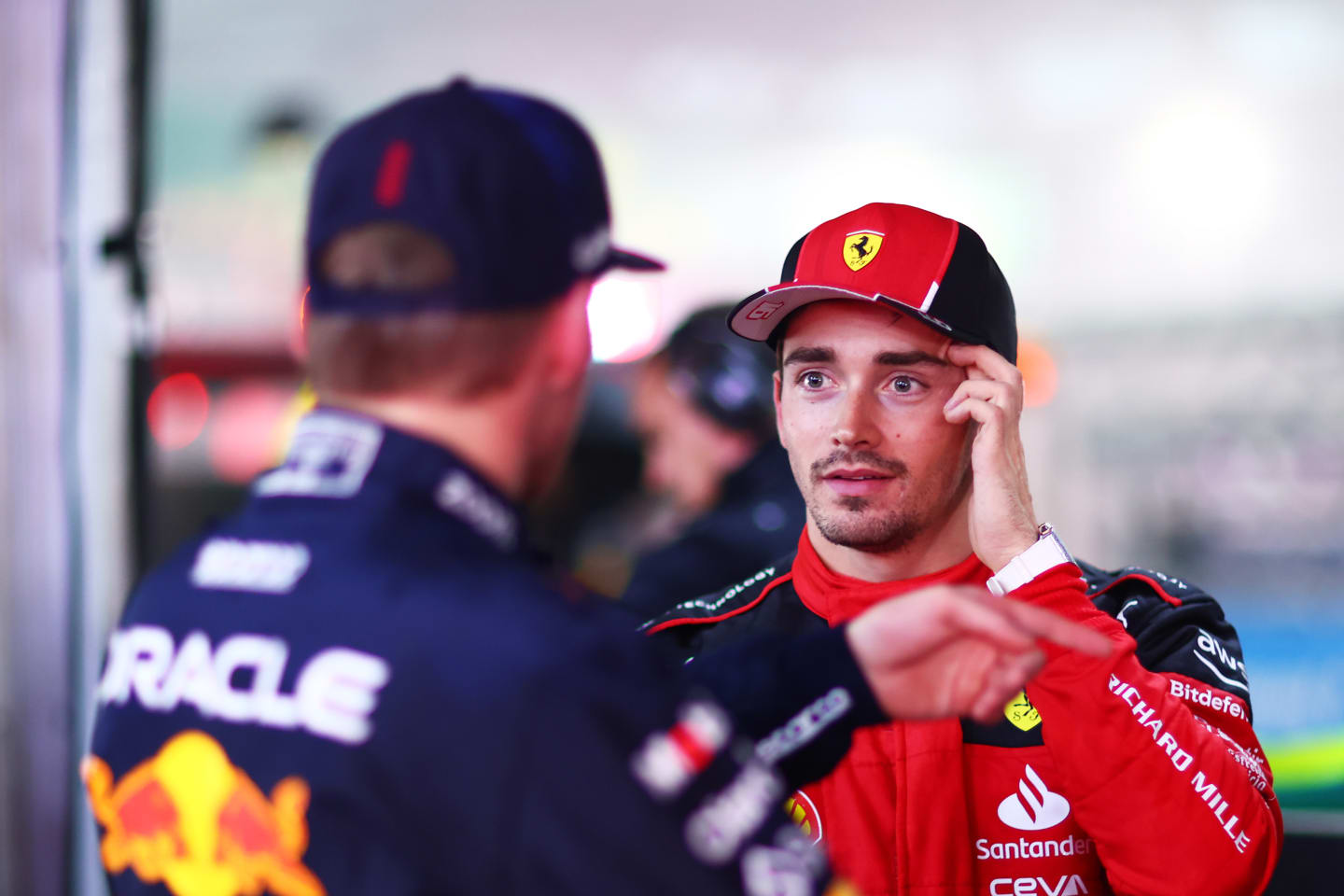 SAO PAULO, BRAZIL - NOVEMBER 03: Second placed qualifier Charles Leclerc of Monaco and Ferrari