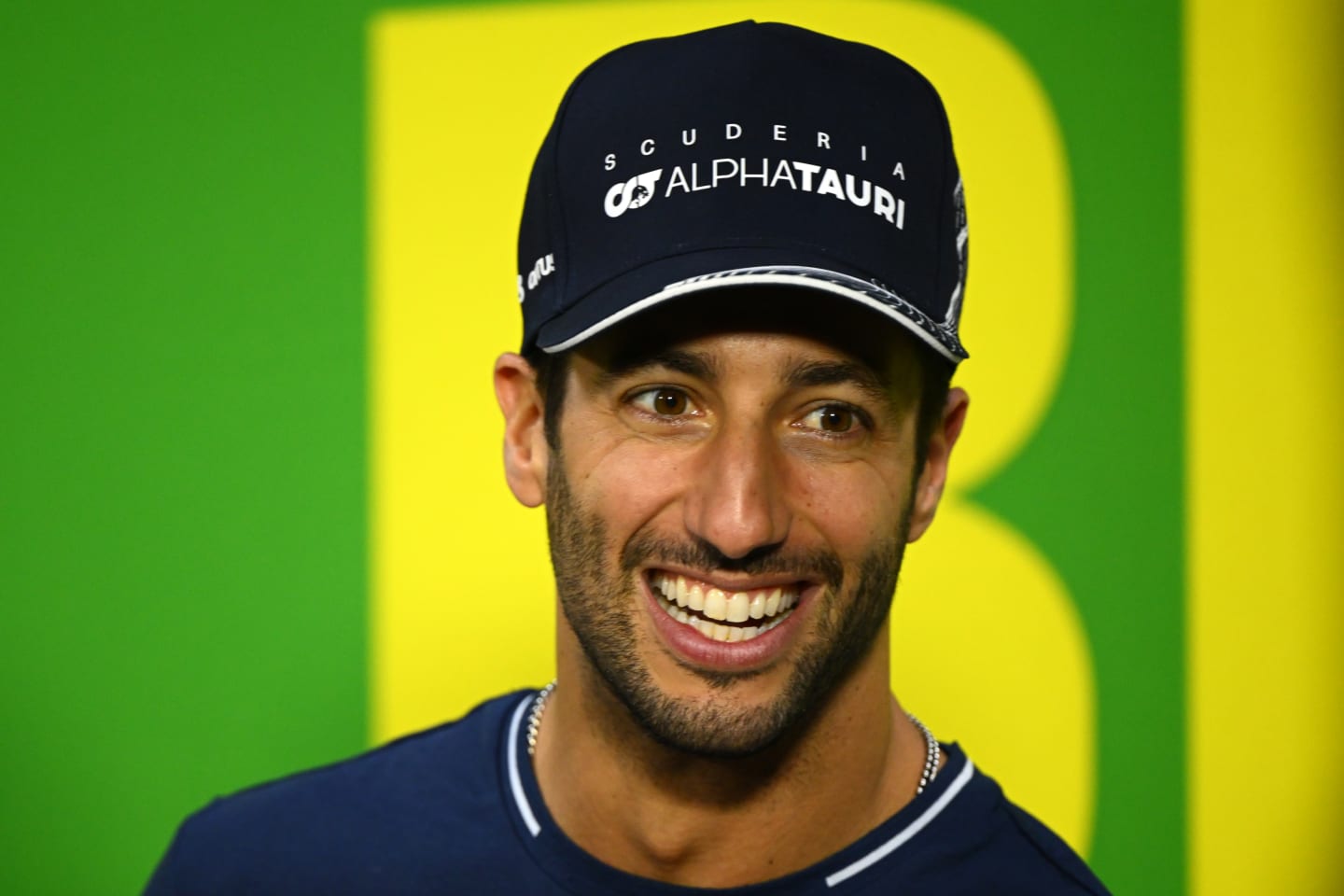 SAO PAULO, BRAZIL - NOVEMBER 02: Daniel Ricciardo of Australia and Scuderia AlphaTauri talks in the